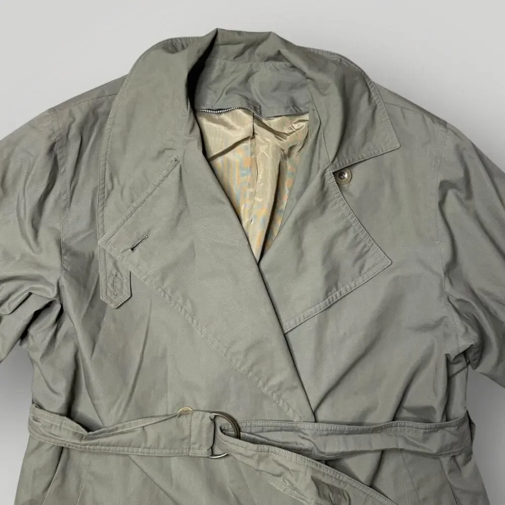 Carol Cohen Drizzle Trench Coat Vintage Jacket Size 12 USA
